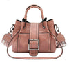 Image of Double Leather Bucket Bag Handbag