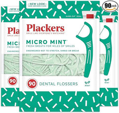 Plackers Micro Mint Freshens Breath, Dental Flossers Mint