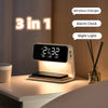 Image of Creative 3 In 1 Bedside Lamp Wireless Charging LCD Screen Alarm Clock  Wireless Phone Charger