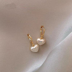 Peach Heart Pearl Earrings Women's Earrings High-grade Special-interest Design Love