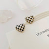 Image of Women's Fashion Personalized Heart-shaped Checkered Earrings