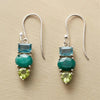 Image of Geometry Pattern Vintage Emerald Rhinestone Pendant Earrings