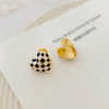 Image of Women's Fashion Personalized Heart-shaped Checkered Earrings